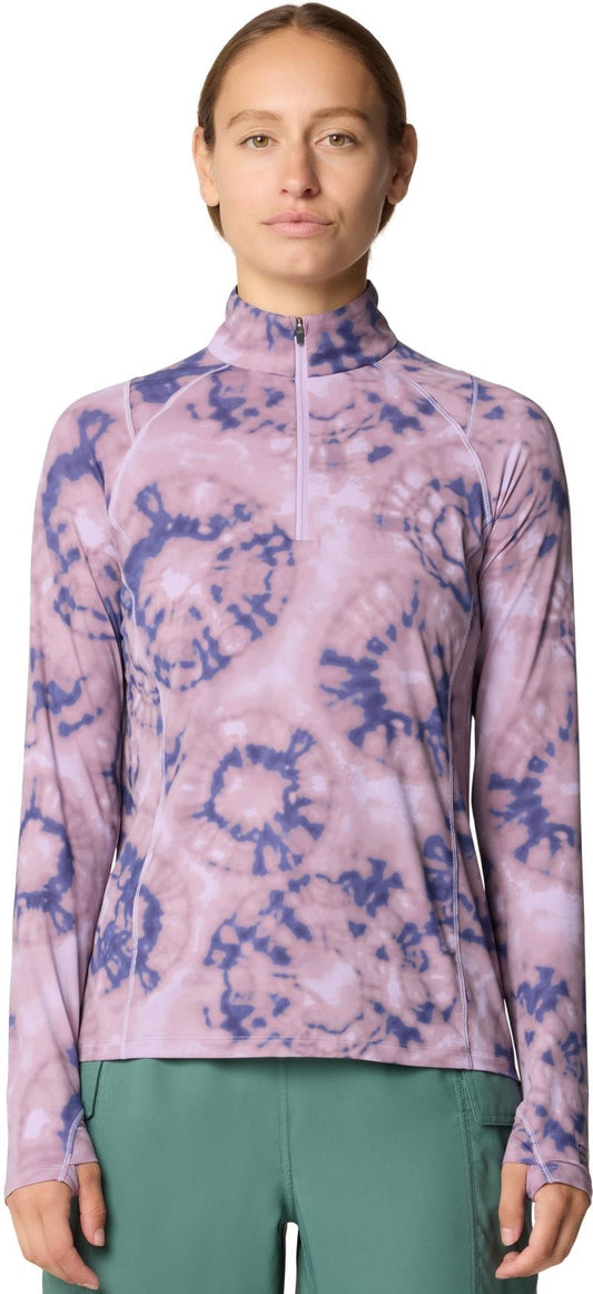 Crater Lake Half Zip - Womens - wisteria spore dye print 1