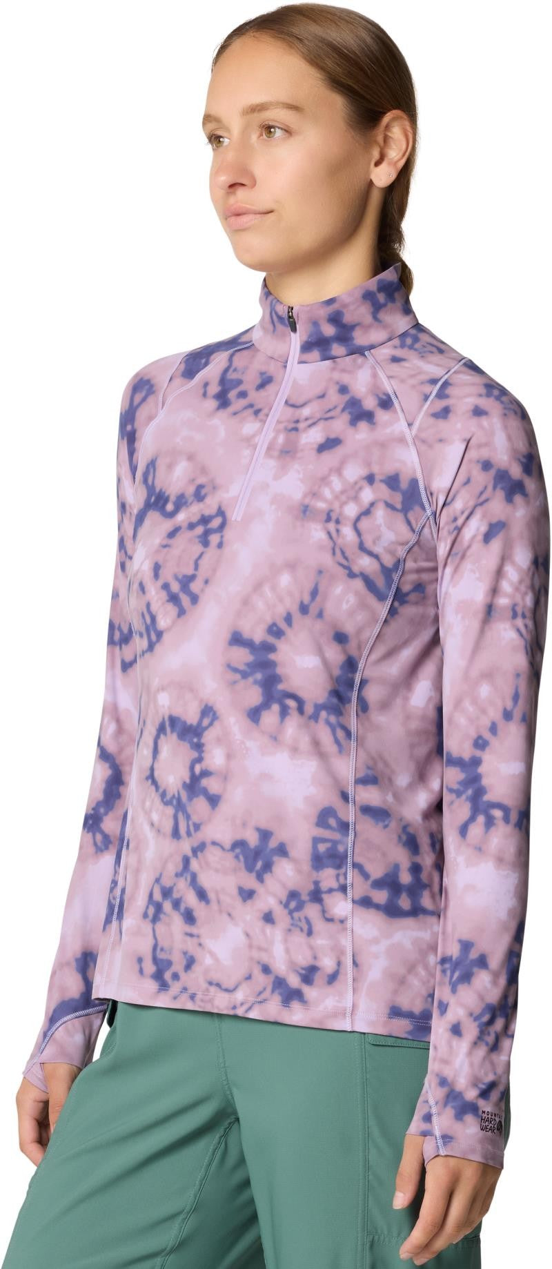 Crater Lake Half Zip - Womens - wisteria spore dye print 1