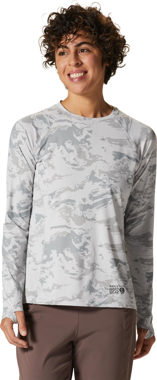 Crater Lake LS Crew - Womens - Grey Ice Crag Camo Print 1