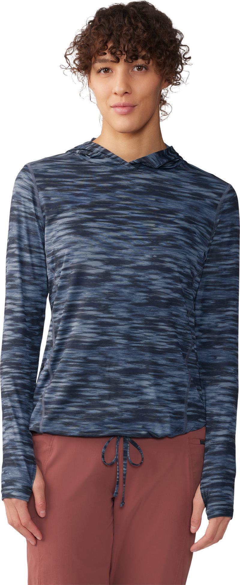 Crater Lake LS Hoody, Extended - Womens - Blue Slate Frequency Print 1