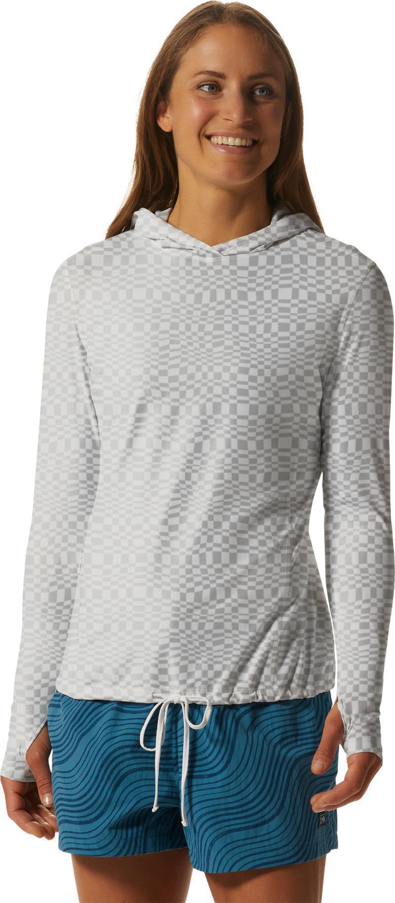 Crater Lake LS Hoody, Extended - Womens - Fogbank Checks Print 1