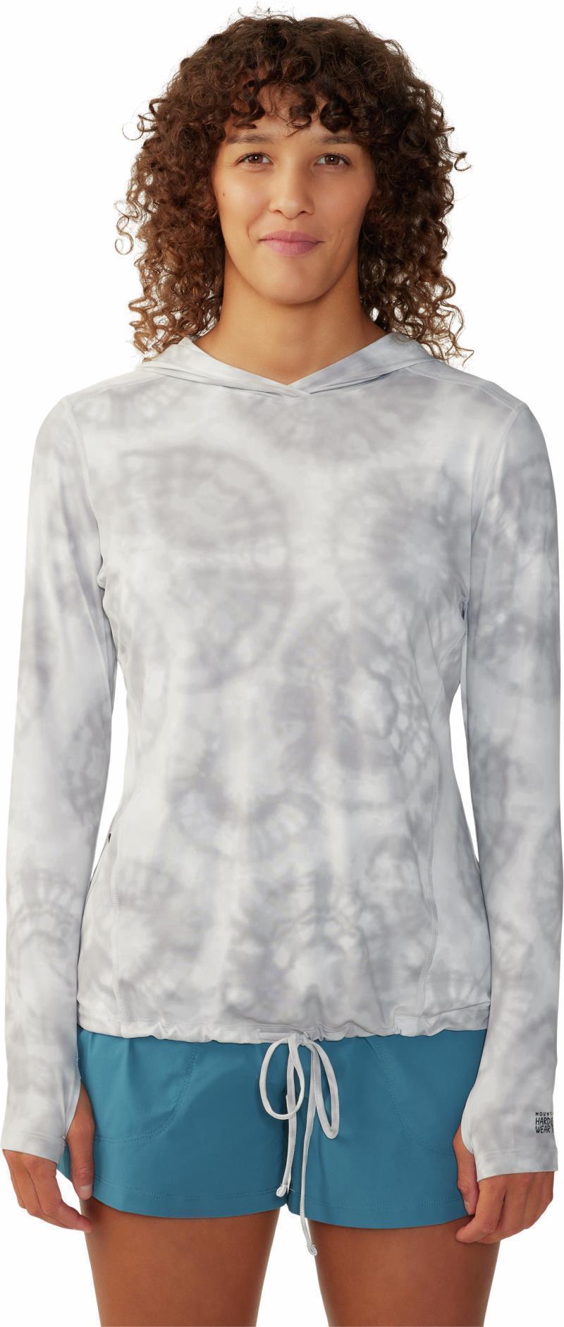 Crater Lake LS Hoody, Extended - Womens - Grey Ice Spore Dye Print 1