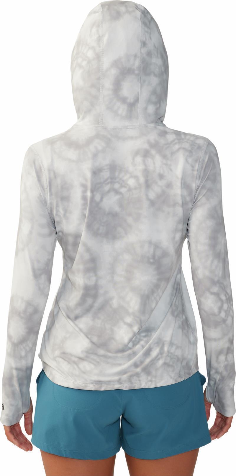 Crater Lake LS Hoody, Extended - Womens - Grey Ice Spore Dye Print 2