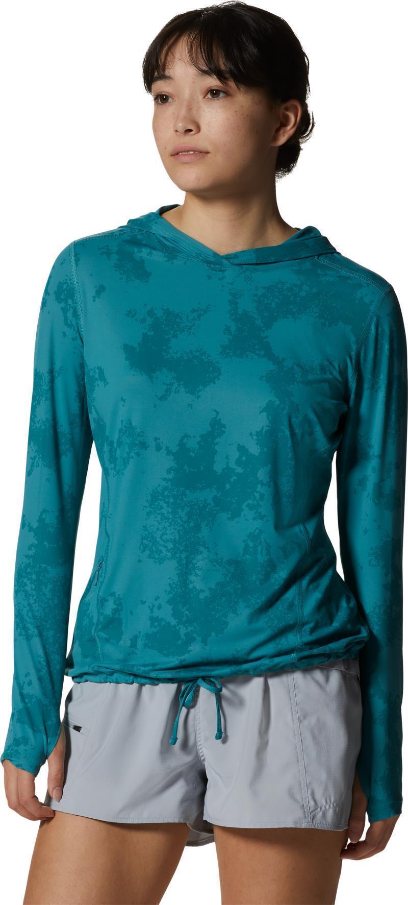 Crater Lake LS Hoody, Extended - Womens - Palisades Scatter Dye Print 1