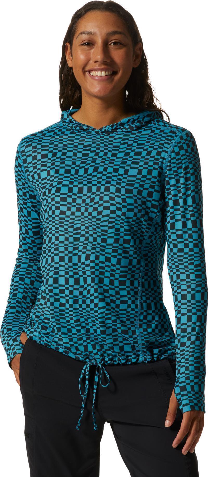 Crater Lake LS Hoody, Extended - Womens - Teton Blue Checks Print 2