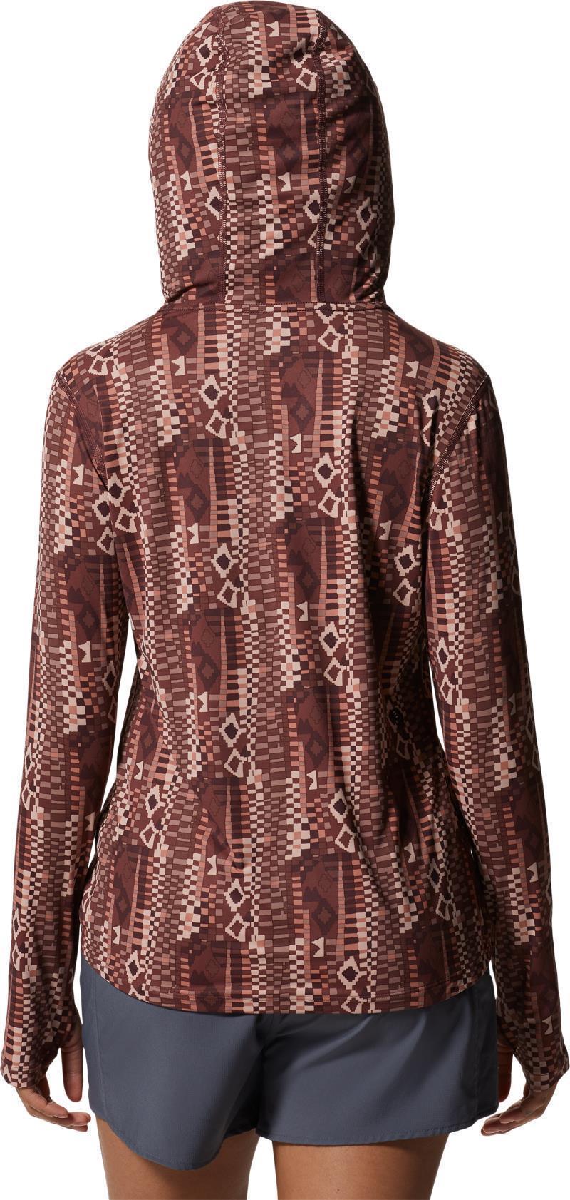 Crater Lake LS Hoody, Extended - Womens - Washed Raisin Geo Print 2