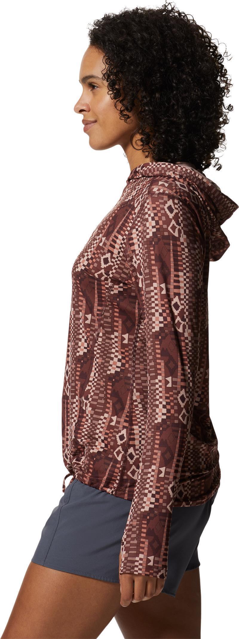 Crater Lake LS Hoody, Extended - Womens - Washed Raisin Geo Print 3
