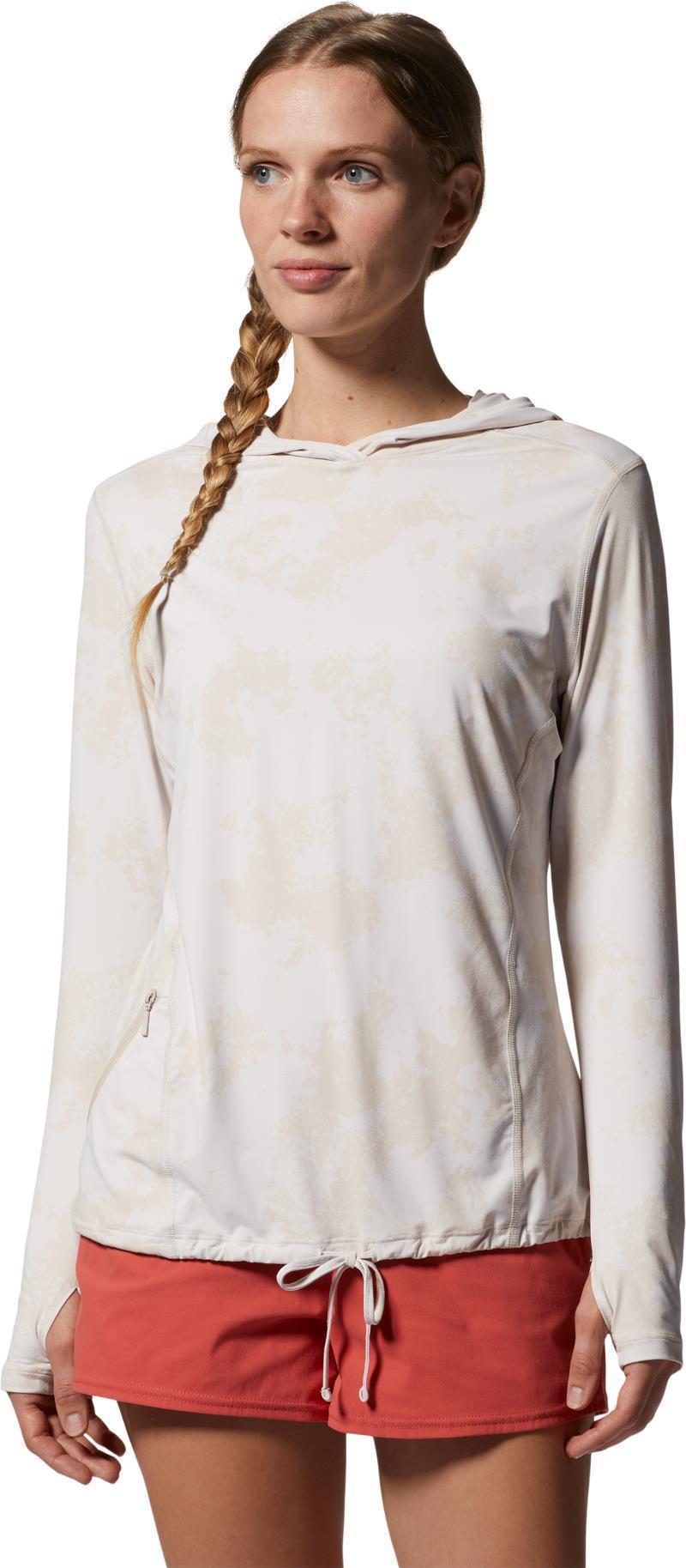 Crater Lake LS Hoody, Extended - Womens - White Sprite Scattered Dye Print 1