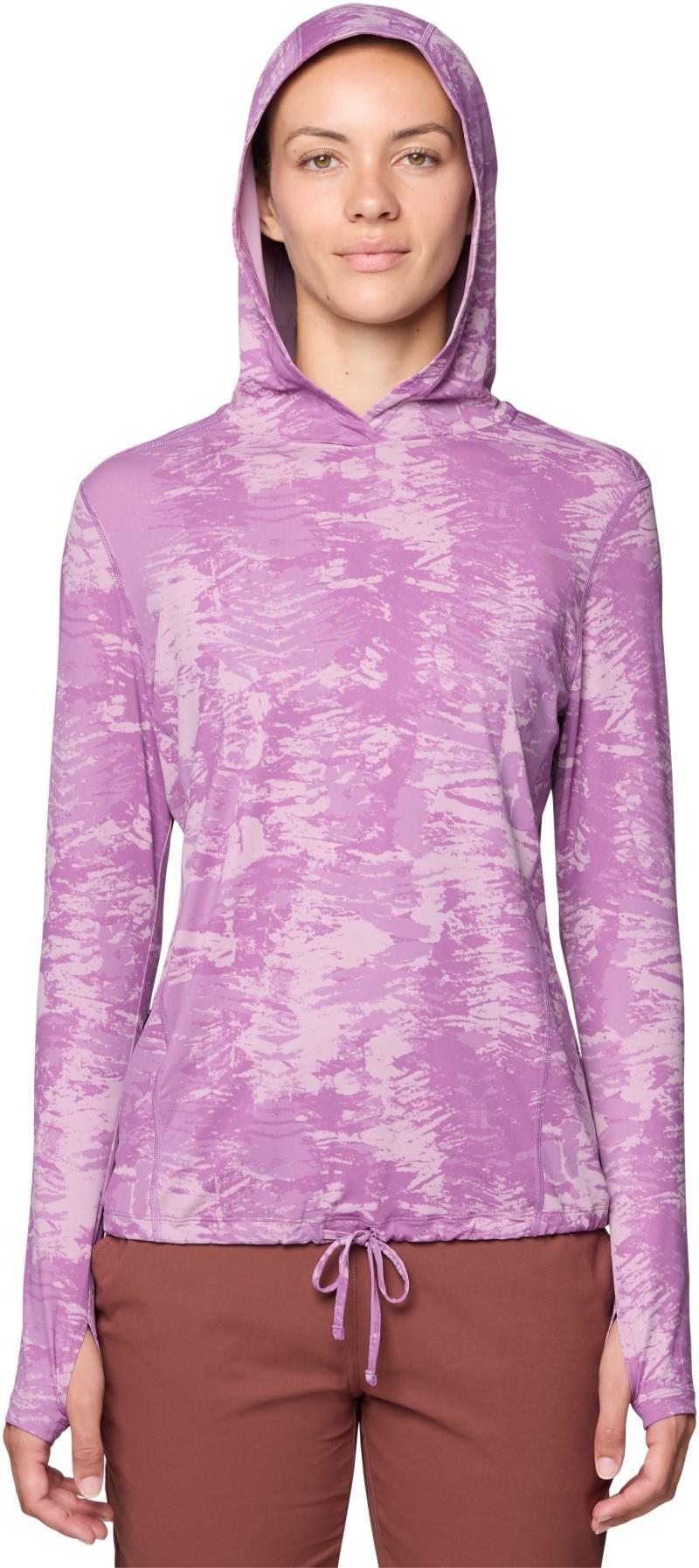 Crater Lake LS Hoody, Extended - Womens - lilac glow ink dyed print 1