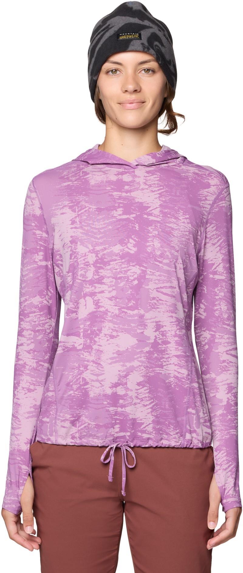 Crater Lake LS Hoody, Extended - Womens - lilac glow ink dyed print 1