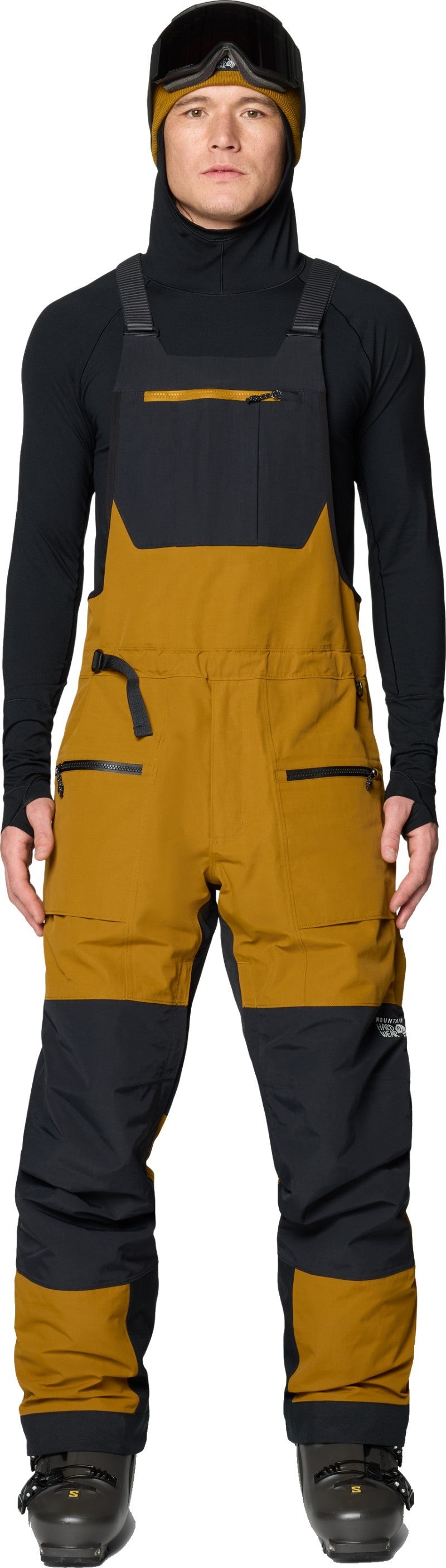 First Tracks Bibs, Short - Mens - olive gold / black 1