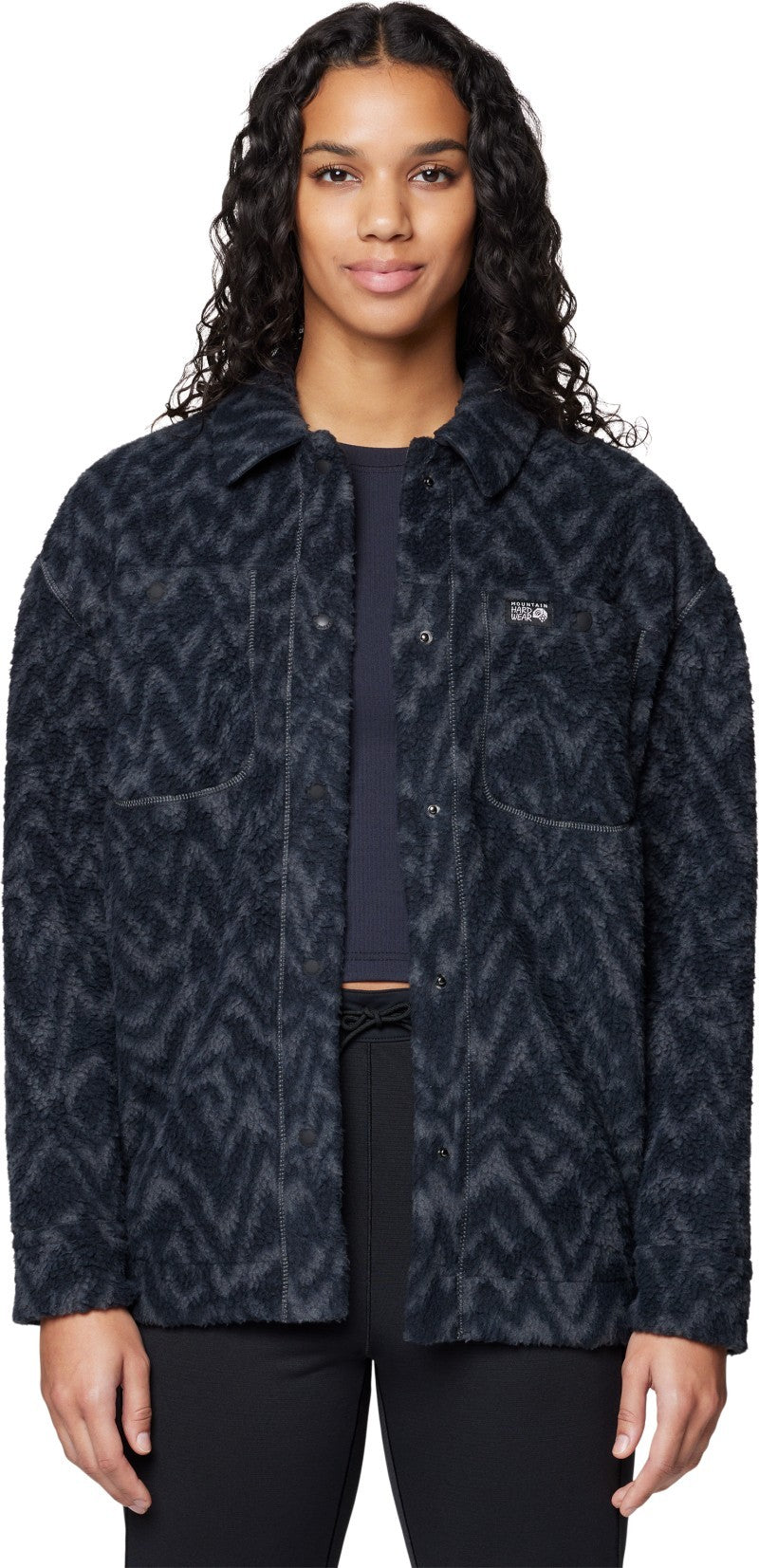 HiCamp Fleece Shacket - Womens - volcanic peaks xl print 1
