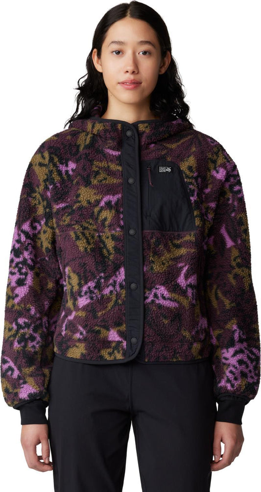 HiCamp Fleece Snap Front Jacket - Womens - Blackberry Forests Floor Print 1
