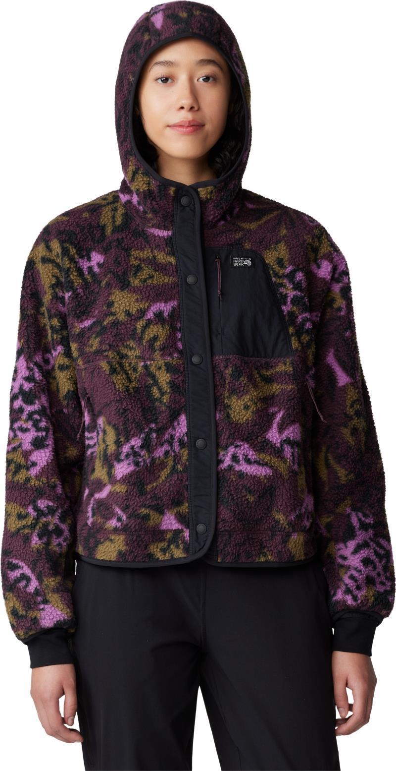 HiCamp Fleece Snap Front Jacket - Womens - Blackberry Forests Floor Print 3