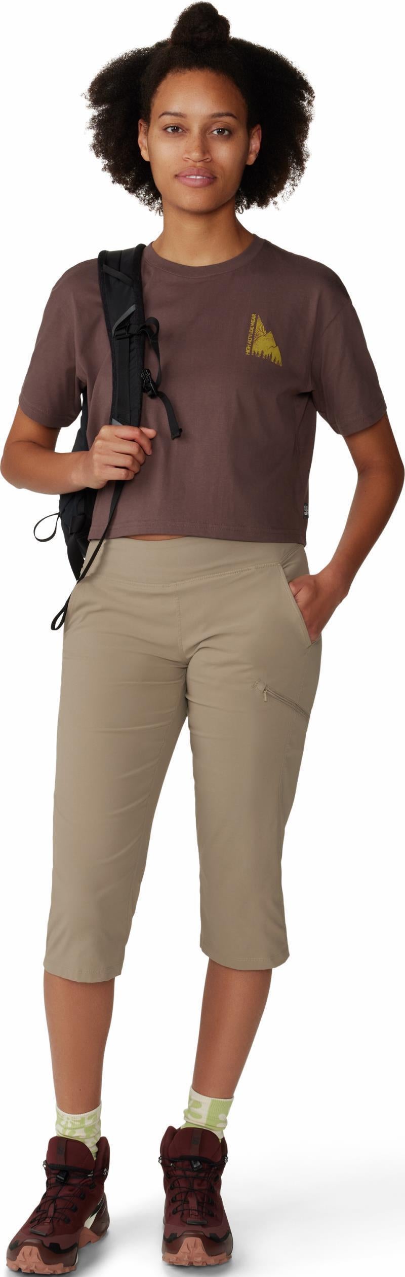 Jagged Peak Boxy Crop SS - Womens - Carob 3