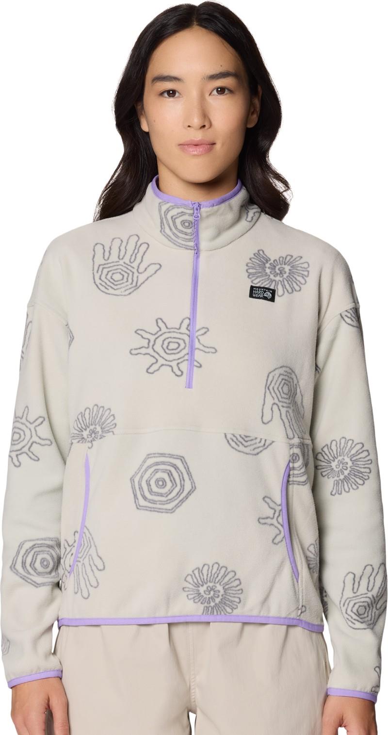 Microchill Half Zip - Womens - oyster shell screens print 1