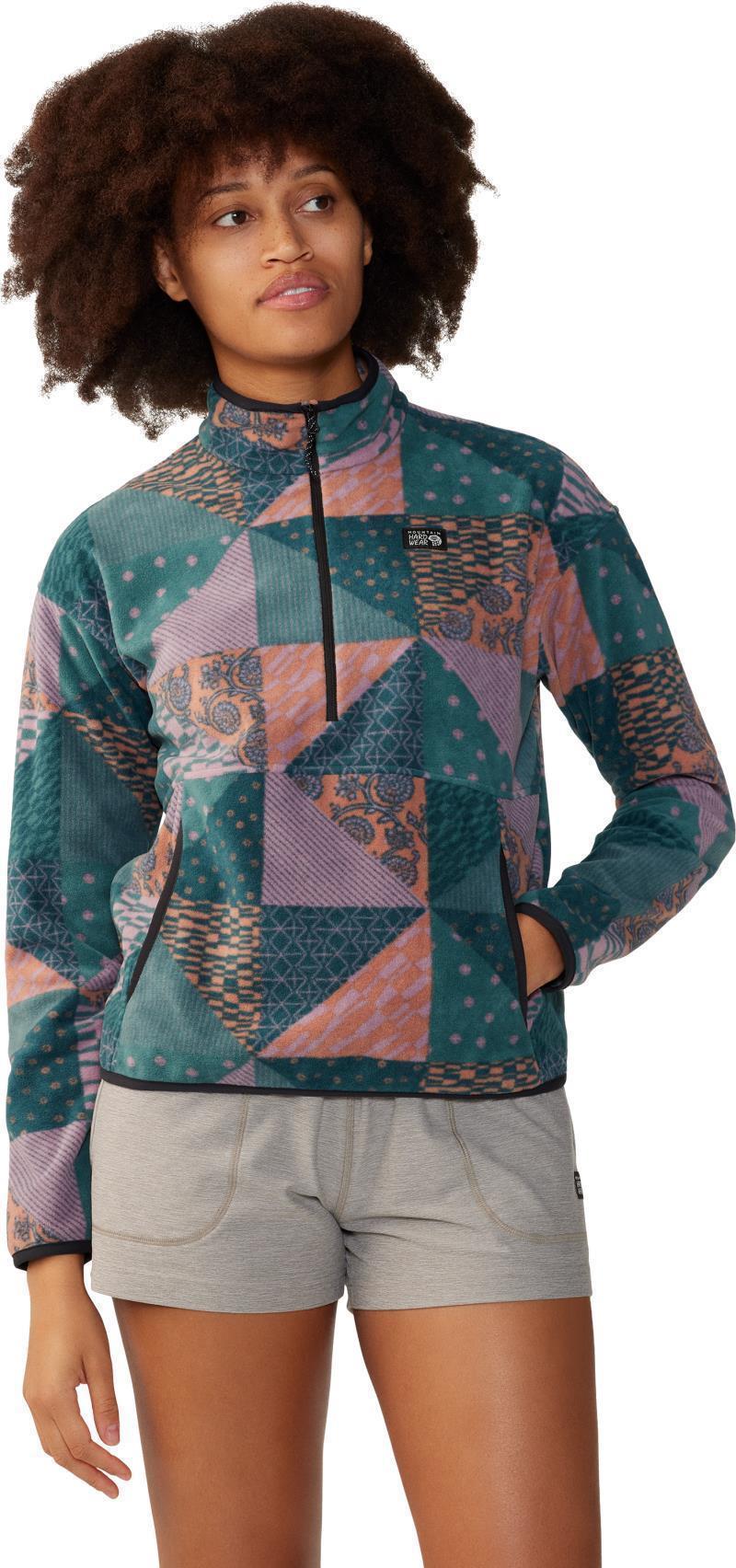 Microchill Pullover - Womens - Dark Quartz Quilt Print 1