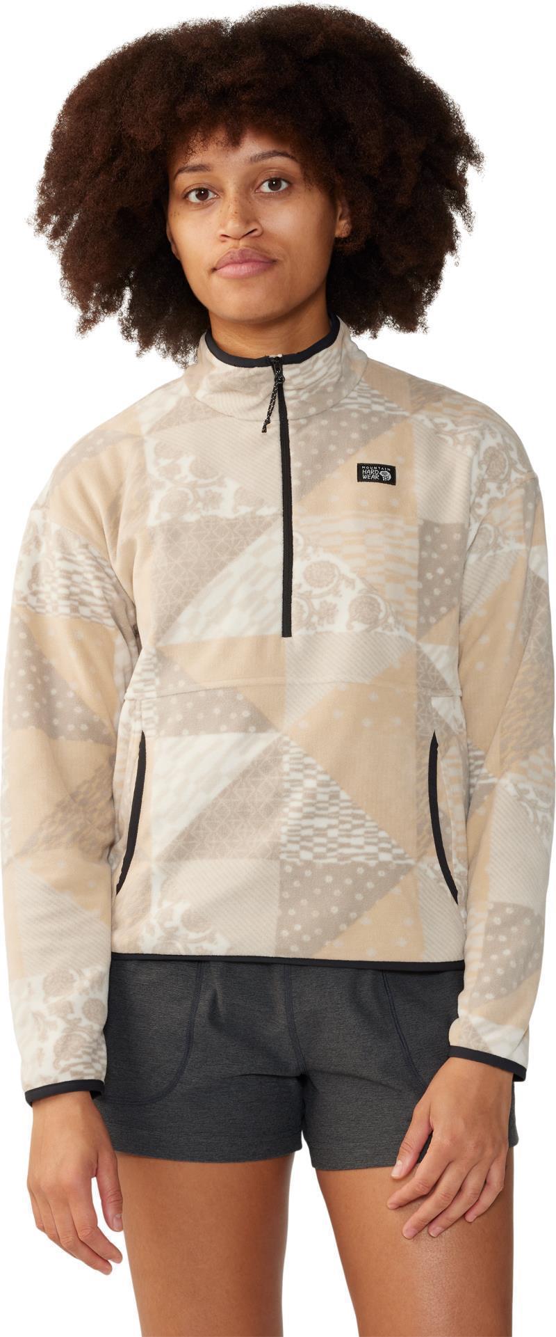 Microchill Pullover - Womens - Oyster Shell Quilt Print 1