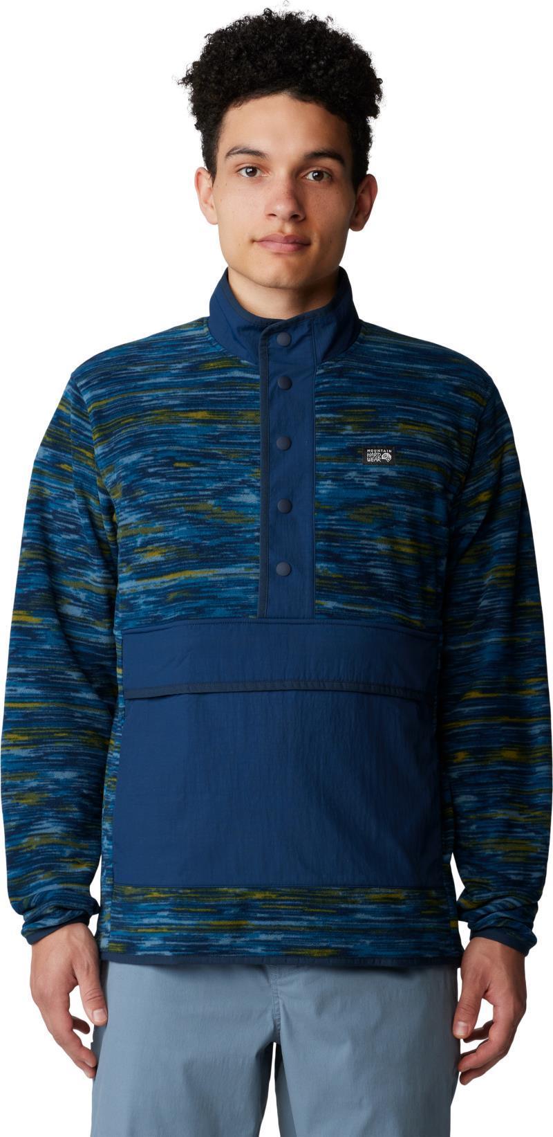 Microchill Snap Pullover - Mens - Dark Caspian Stria Print 1