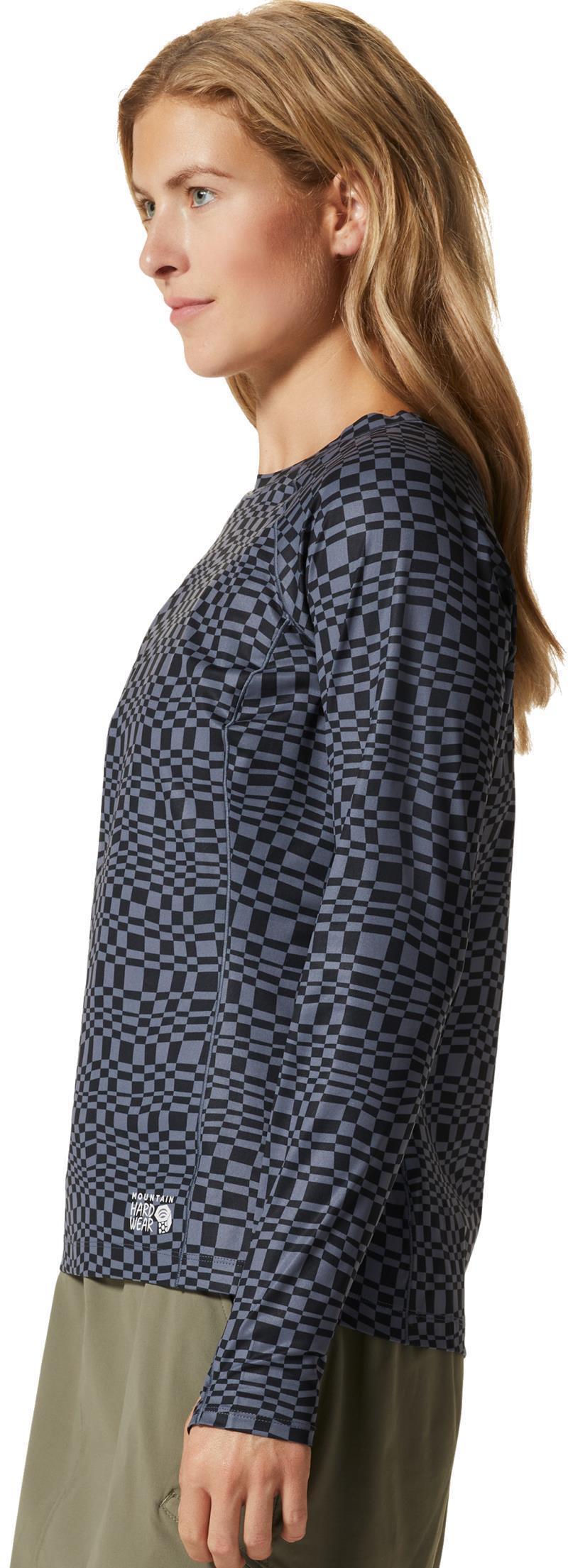 Mountain Stretch LS Crew - Womens - Blue Slate Checks Print 3