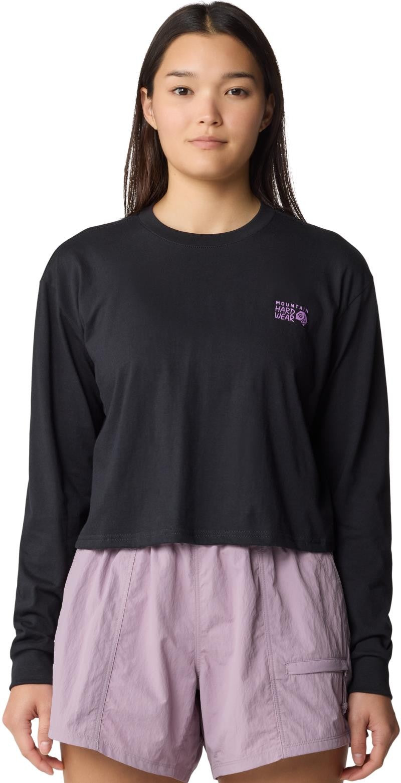 Mountain Sunset Boxy Crop LS - Womens - black 1