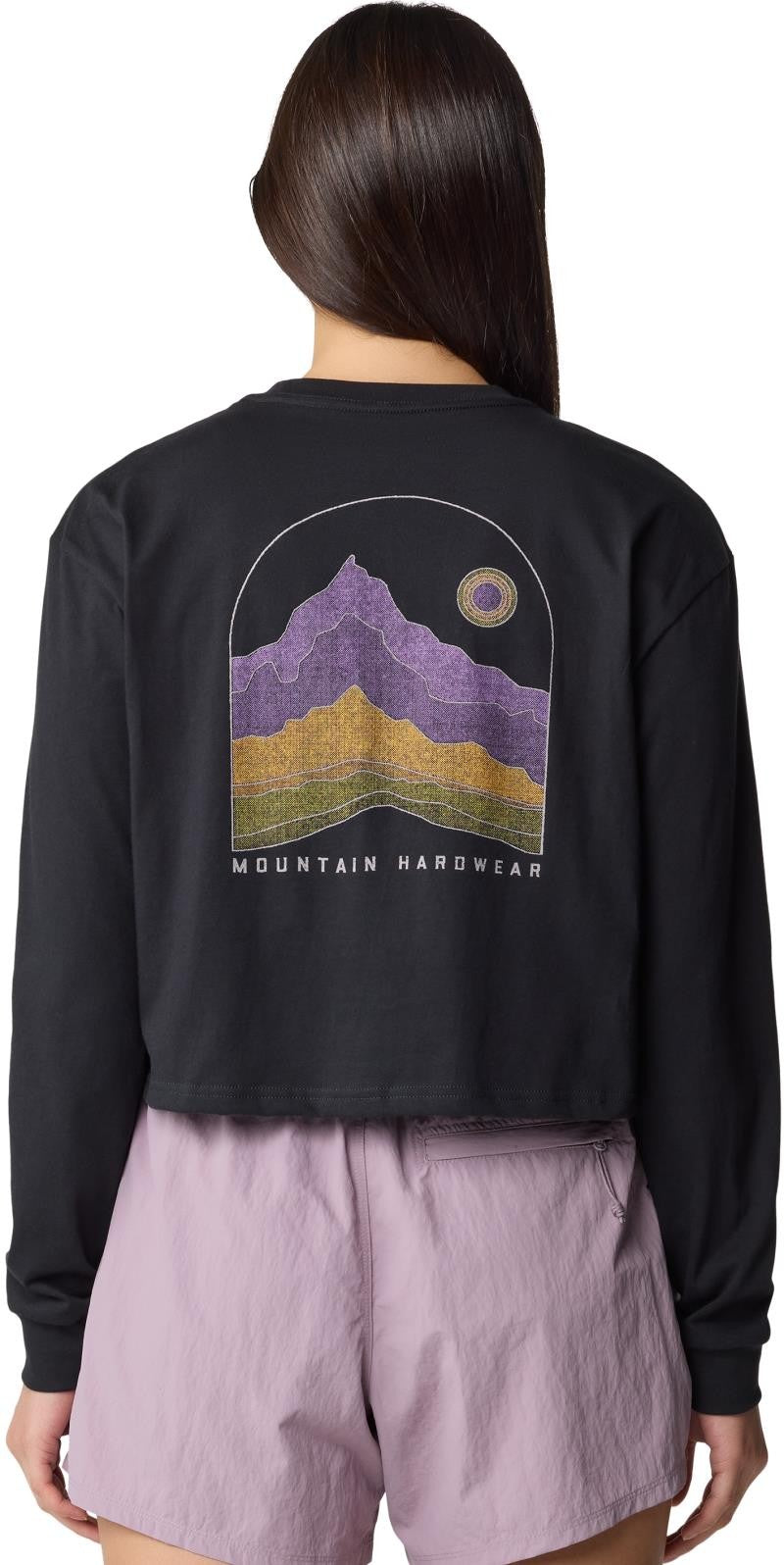 Mountain Sunset Boxy Crop LS - Womens - black 1