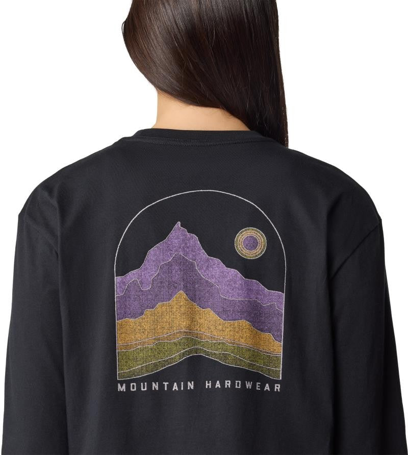 Mountain Sunset Boxy Crop LS - Womens - black 1