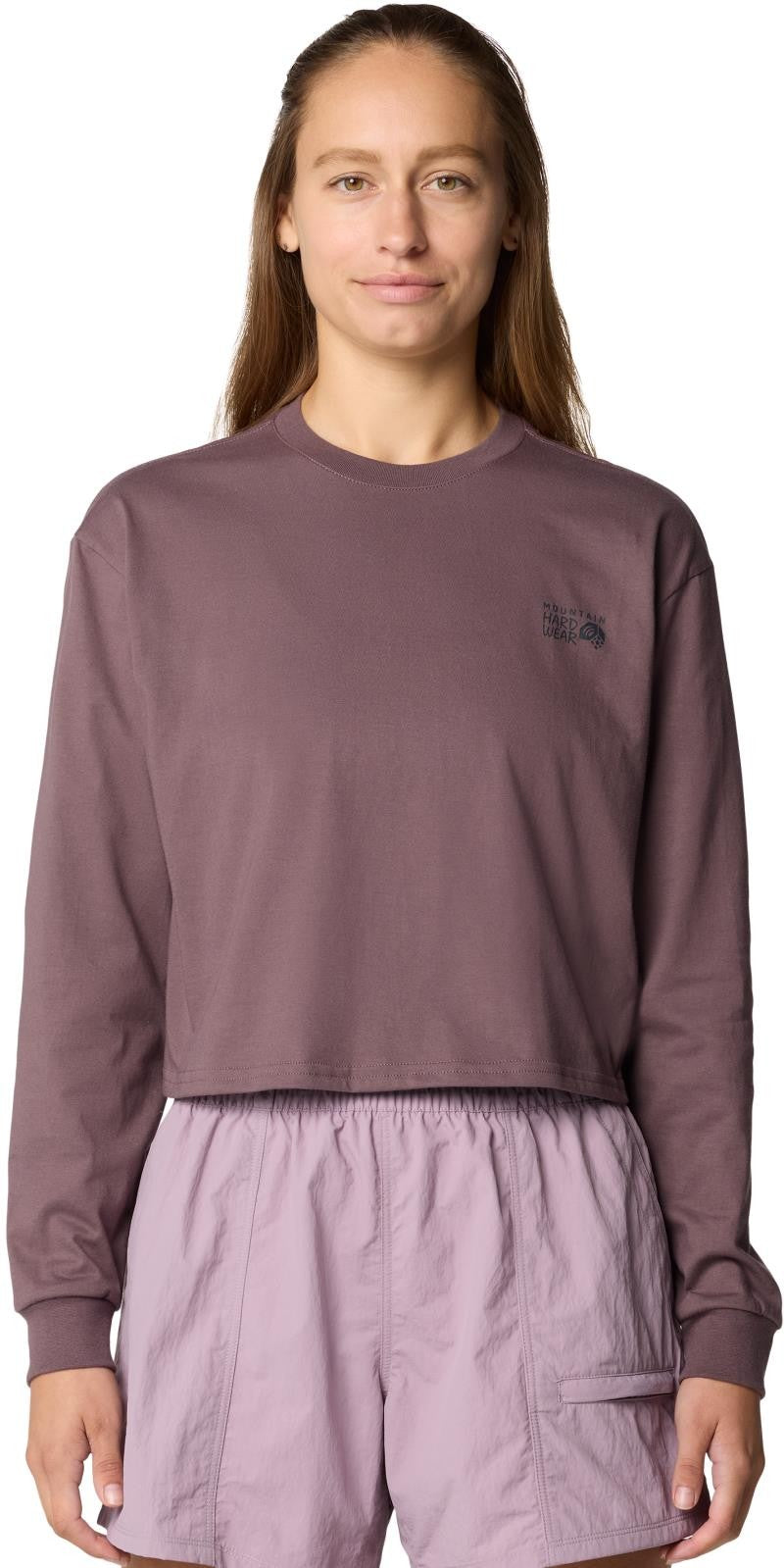Mountain Sunset Boxy Crop LS - Womens - warm ash 1