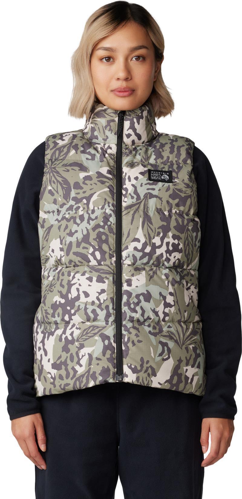 Nevadan Down Vest - Womens - Mantis Green Forests Floor Print 1