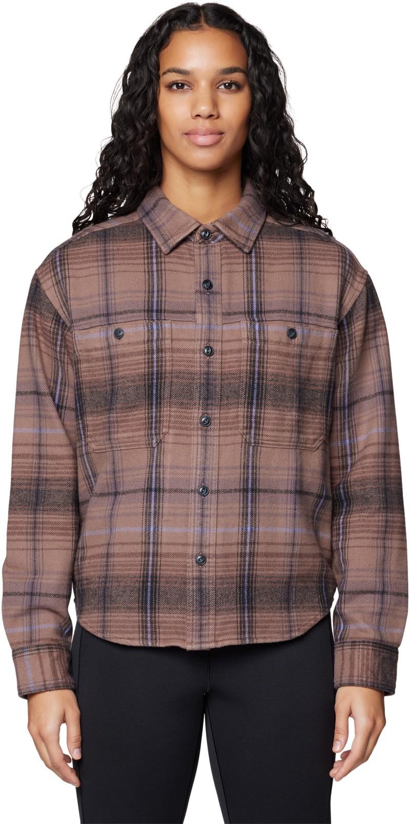 Plusher Relaxed LS Flannel - Womens - wild taupe wyoming plaid 1