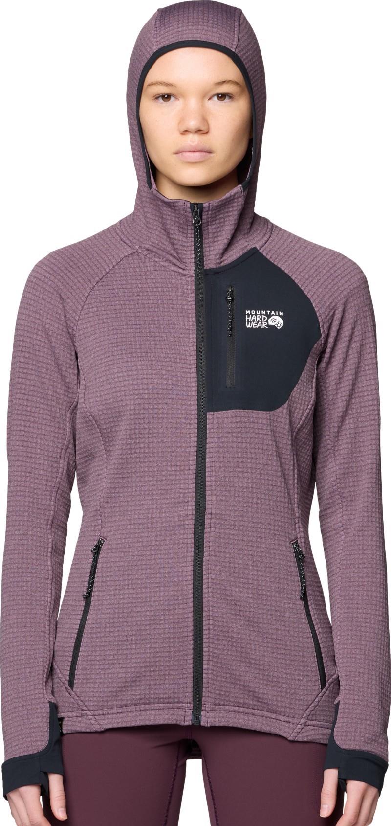 Polartec Power Grid Full Zip Hoody - Womens - blackberry heather / black 1