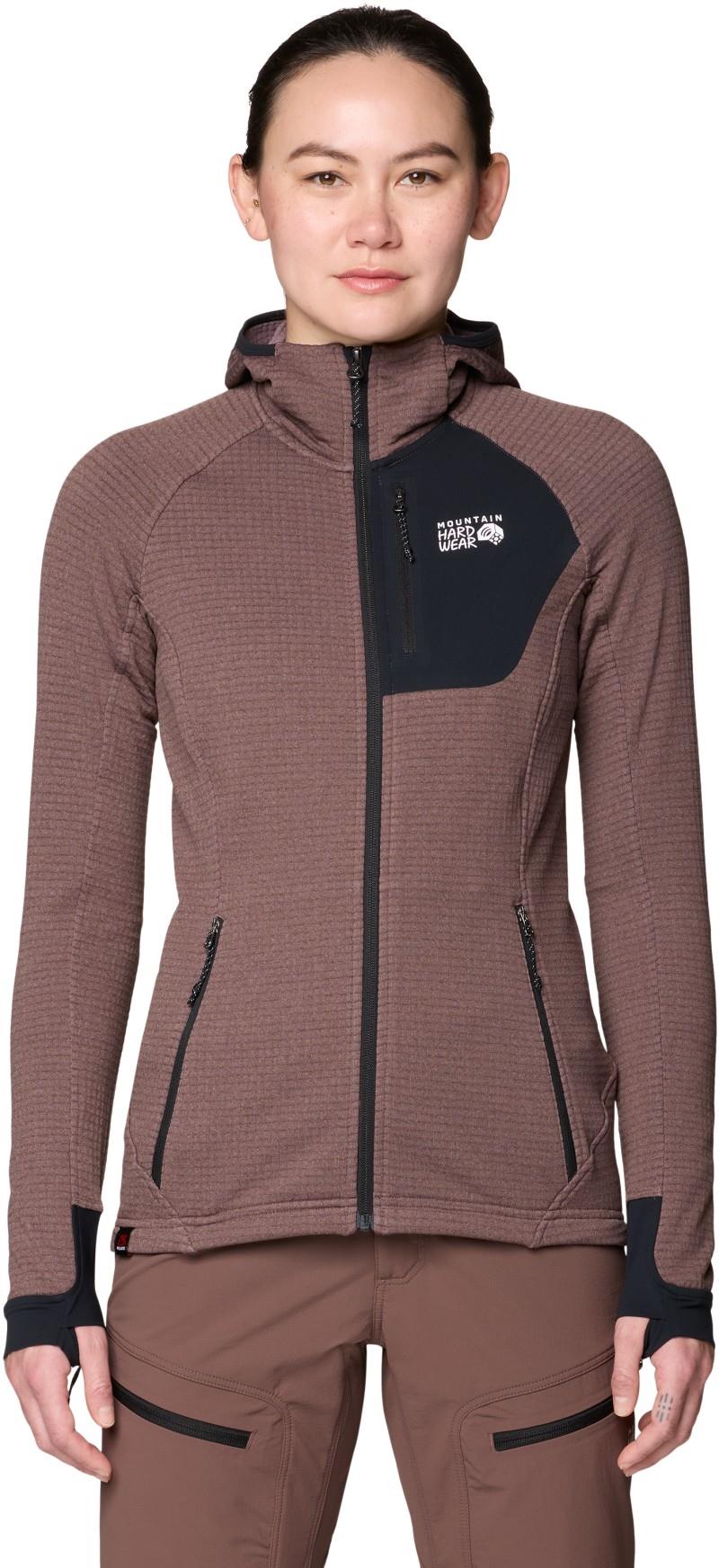 Polartec Power Grid Full Zip Hoody - Womens - carob heather 1