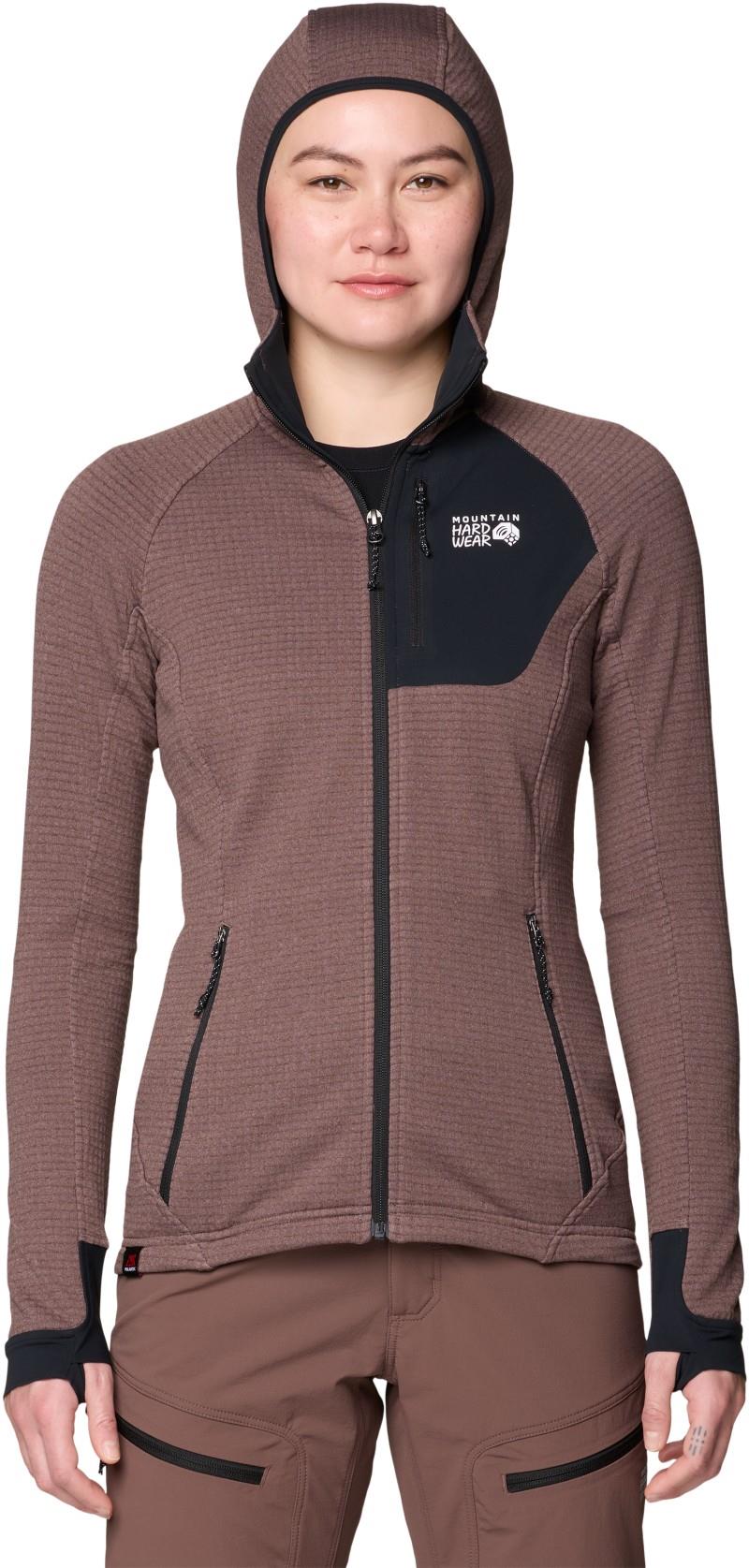 Polartec Power Grid Full Zip Hoody - Womens - carob heather 1