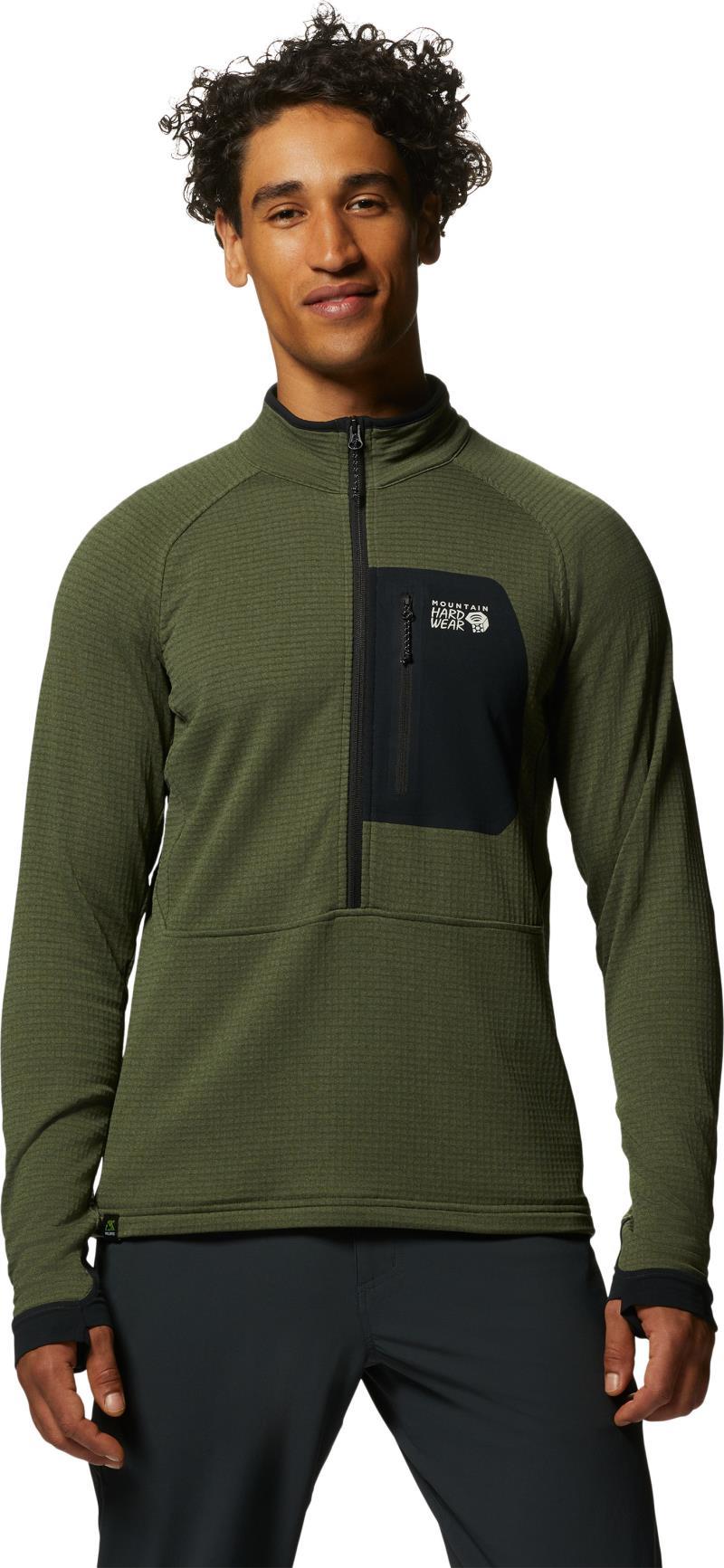 Polartec Power Grid Half Zip Jacket - Mens - surplus green heather 1