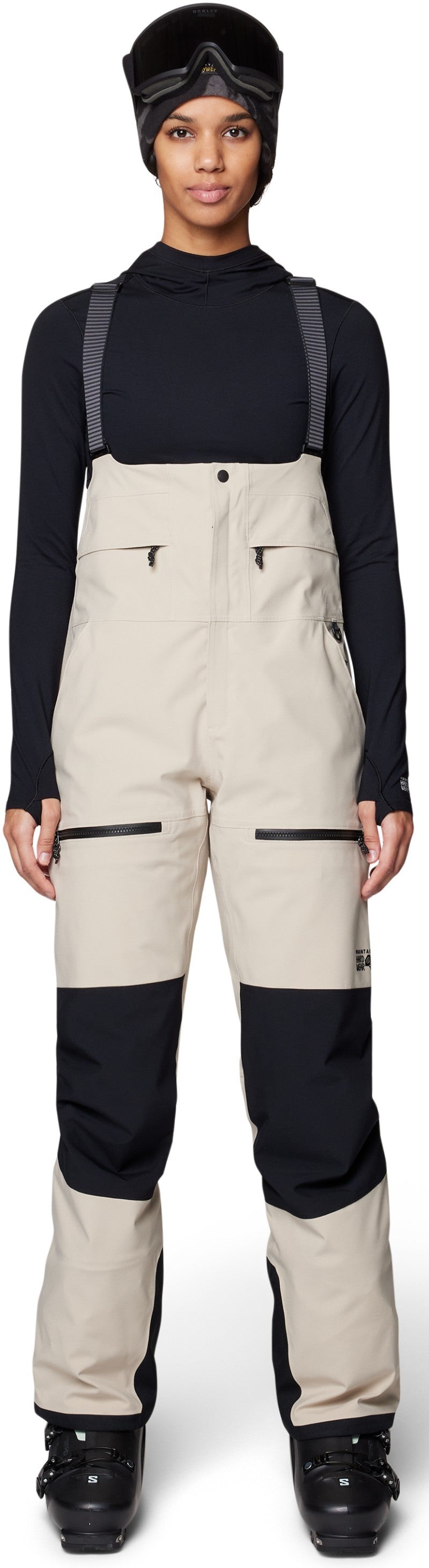 Powder Maven Bibs, Short - Womens - fossil / black 1