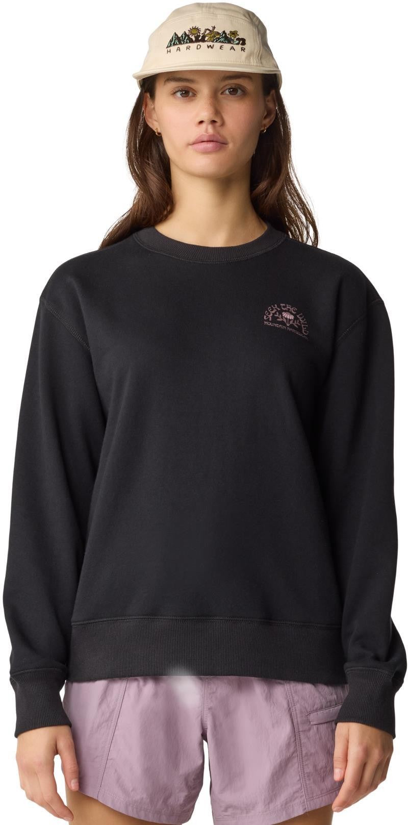Seek Floral Pullover Crew - Womens - black 1