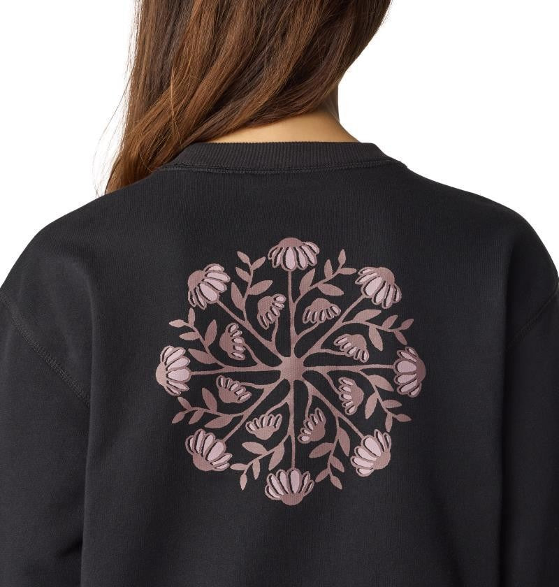 Seek Floral Pullover Crew - Womens - black 1