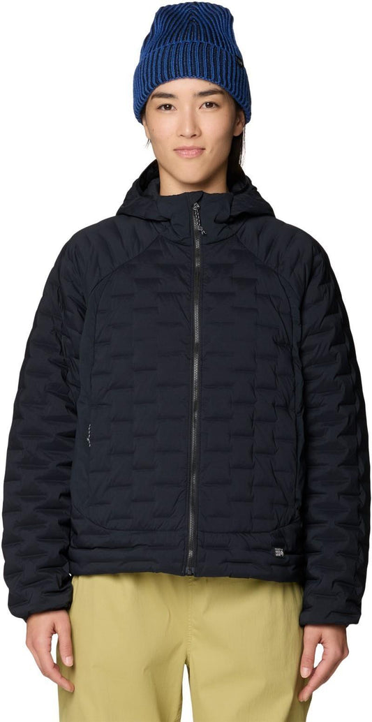 StretchDown Light Hooded Jacket - Womens - black 1