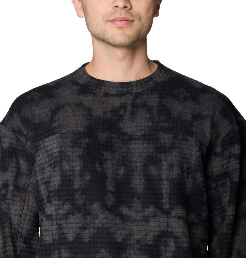 Summit Grid Big Grid Pullover Crew - Mens - black shadowdye print 1