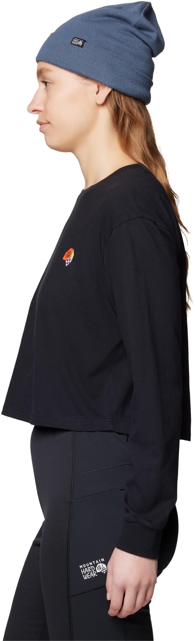 Tri-Color Logo Crop LS - Womens - black 1