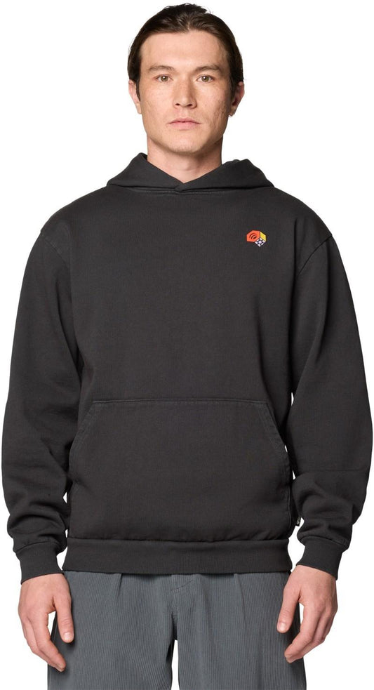 Tri-Color Logo Garment Dyed Hoody - Mens - stealth grey 1