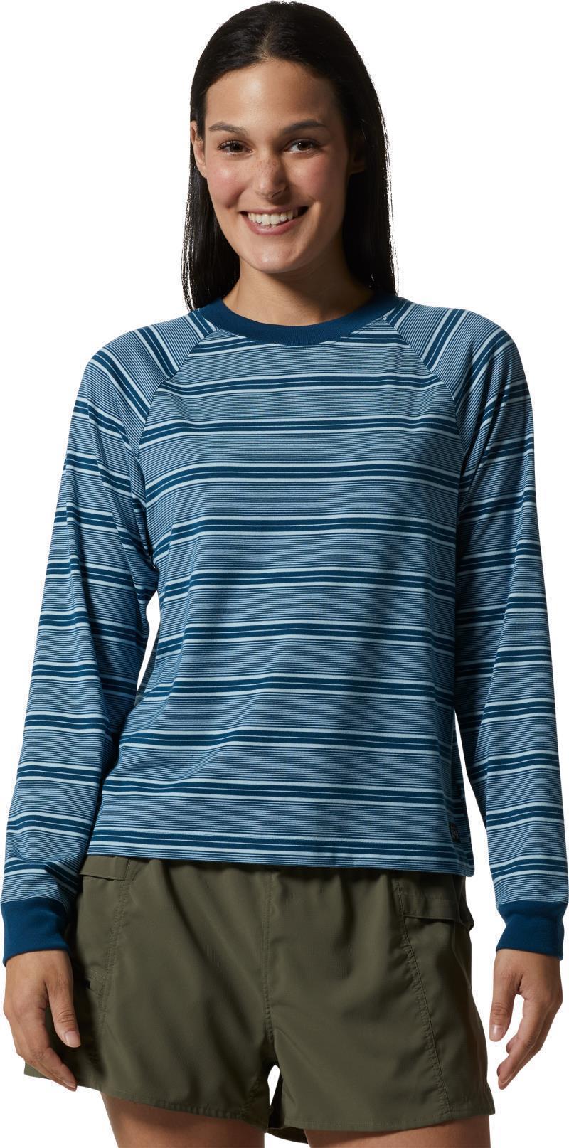 Wander Pass LS - Womens - Dark Caspian Pacific Stripe 1