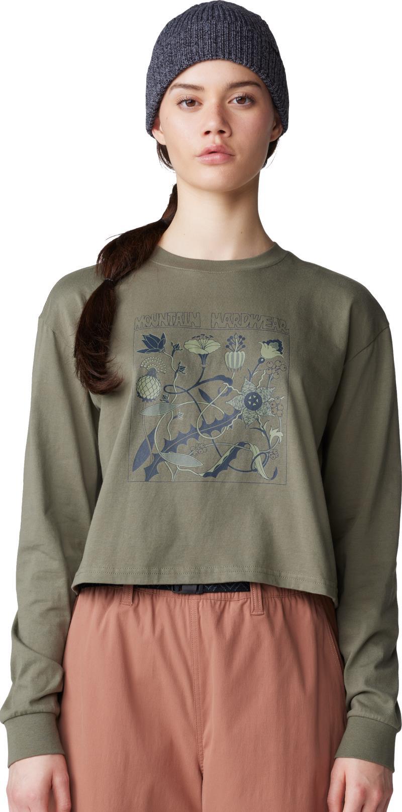Wild Flowers Boxy Crop LS - Womens - Stone Green 1