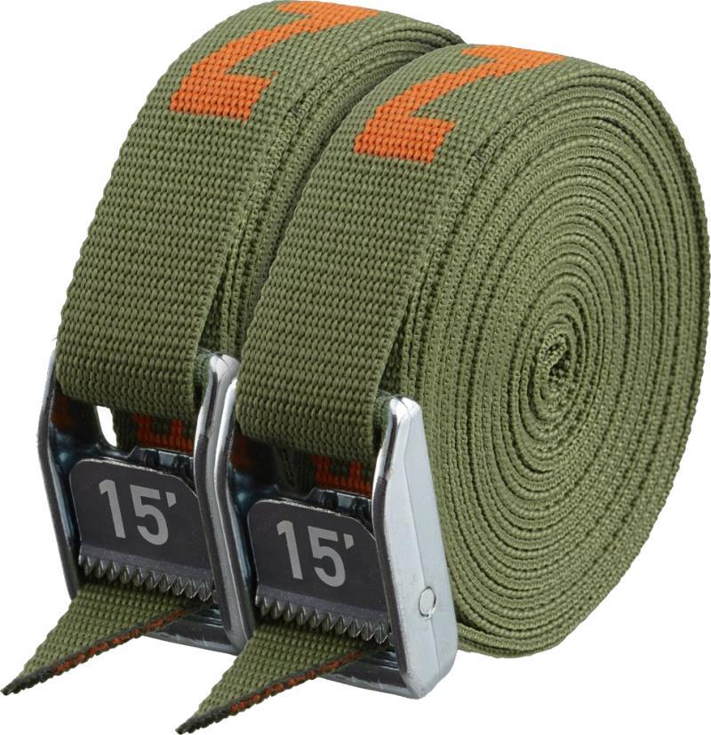 1" HD Tie-Down Straps, 15` - Pair - forest green 1