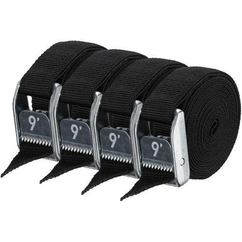 1" HD Tie-Down Straps, 9` - 4 Pack - stealth black 1