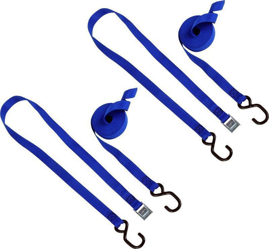 J-Hook Tie-Down Straps - 14` - Pair - blue 1