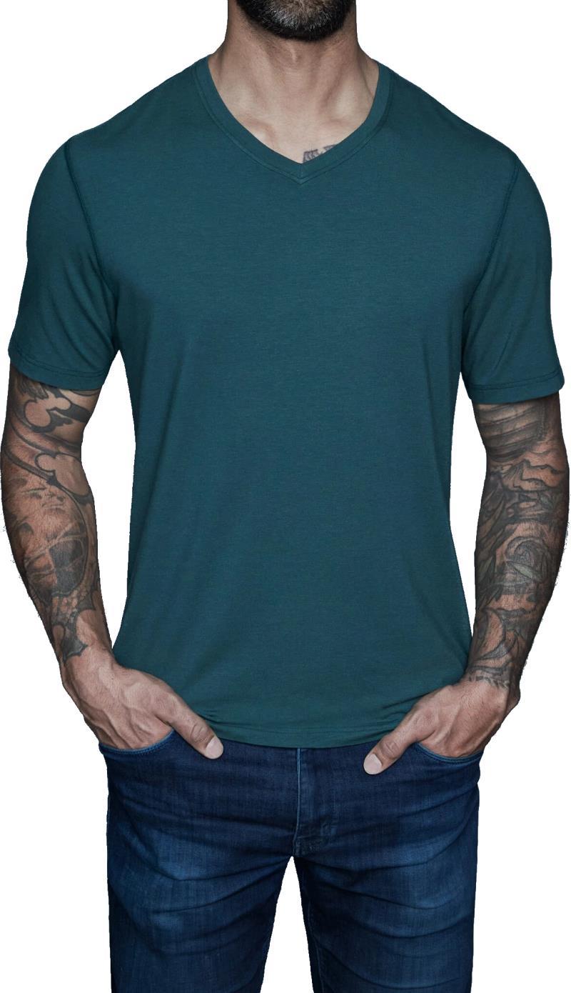 Drake Bamboo Cotton - Tall V-Neck Tee - Mens - juniper green 1