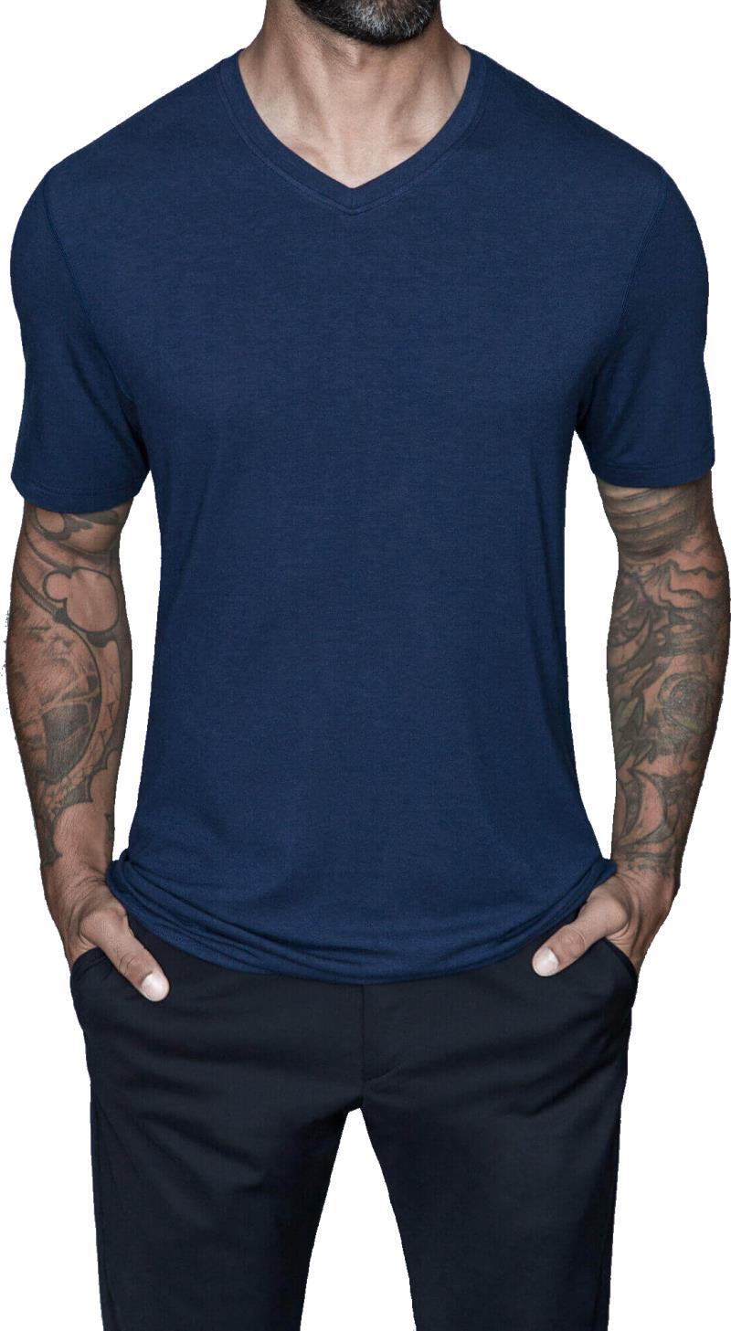 Drake Bamboo Cotton - Tall V-Neck Tee - Mens - marine 1