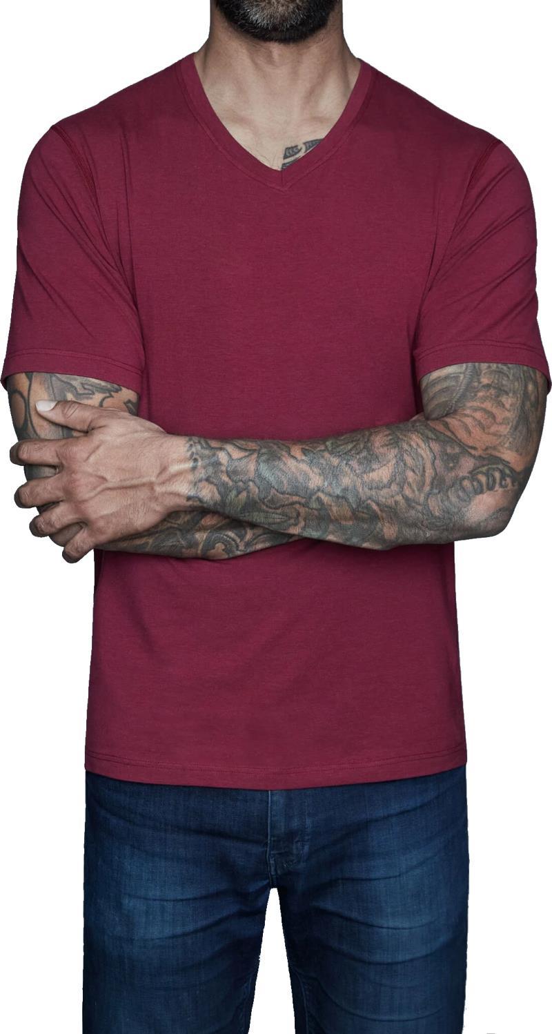 Drake Bamboo Cotton - Tall V-Neck Tee - Mens - milano red 1