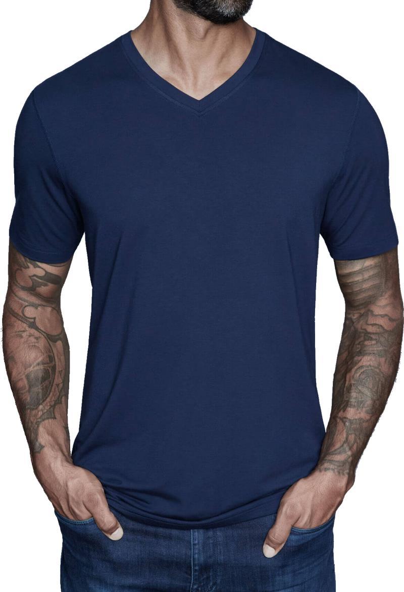 Drake Compact Jersey - Tall V-Neck Tee - Mens - oxford blue 1